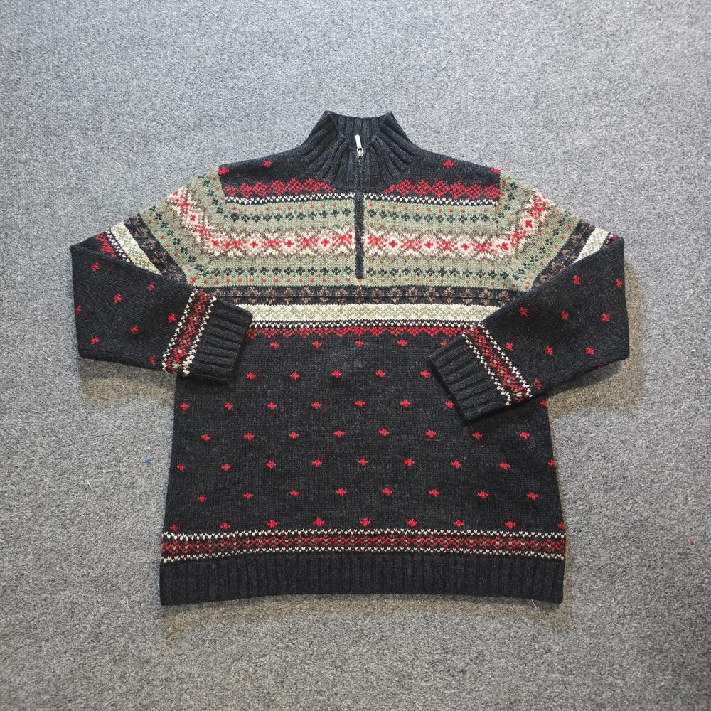 Lauren Ralph Lauren Sweater Mens Medium Handknit Wool Fair Isle Holiday Vintage